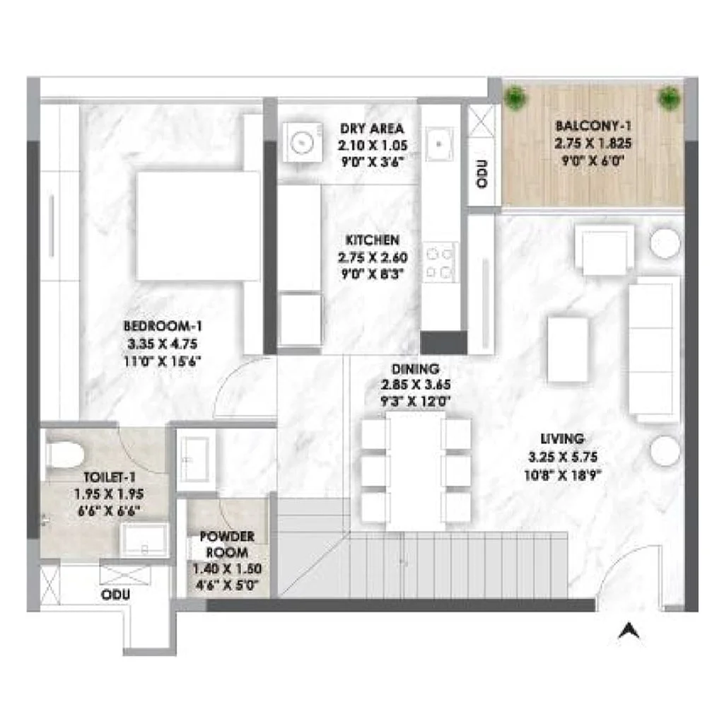 Mantra Meridian Balewadi 3BHK Duplex Floorplan Image