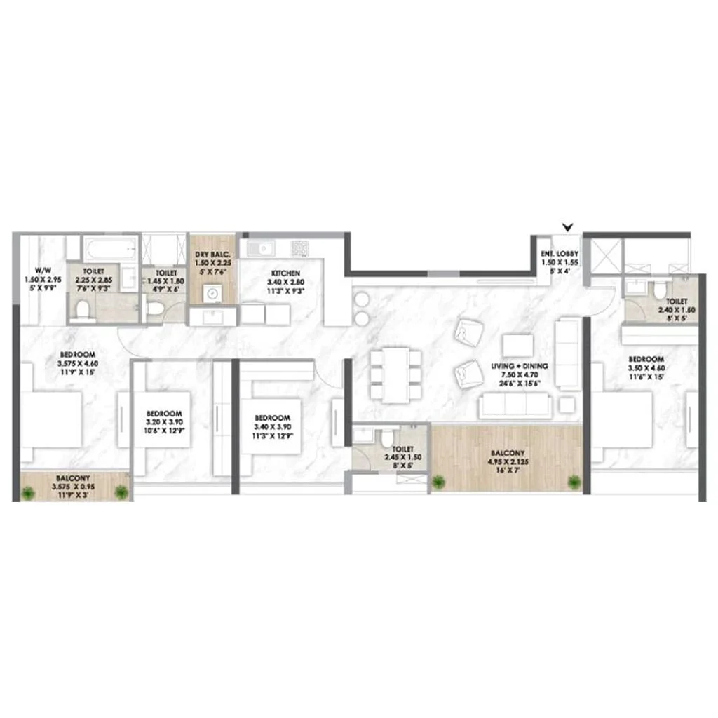 Mantra Meridian Balewadi 4BHK Floorplan Image